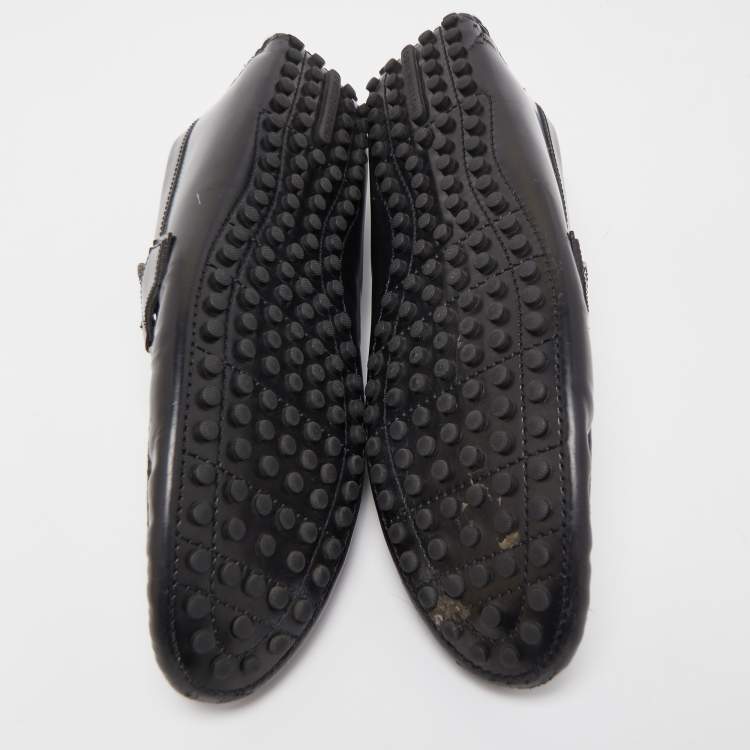 Pre Owned Louis Vuitton Black Leather Hockenheim Loafers Size 44