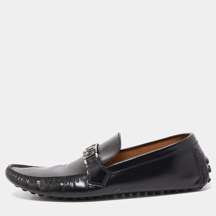 Pre Owned Louis Vuitton Black Leather Hockenheim Loafers Size 44