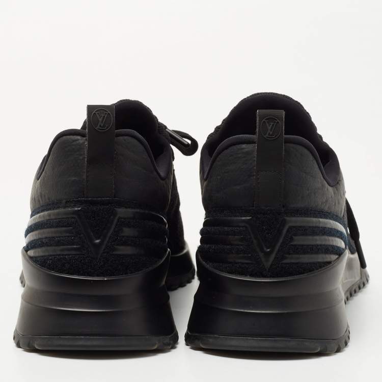 Pre Owned Louis Vuitton Black/Grey Knit Fabric and Leather V.N.R Sneakers Size 42.5