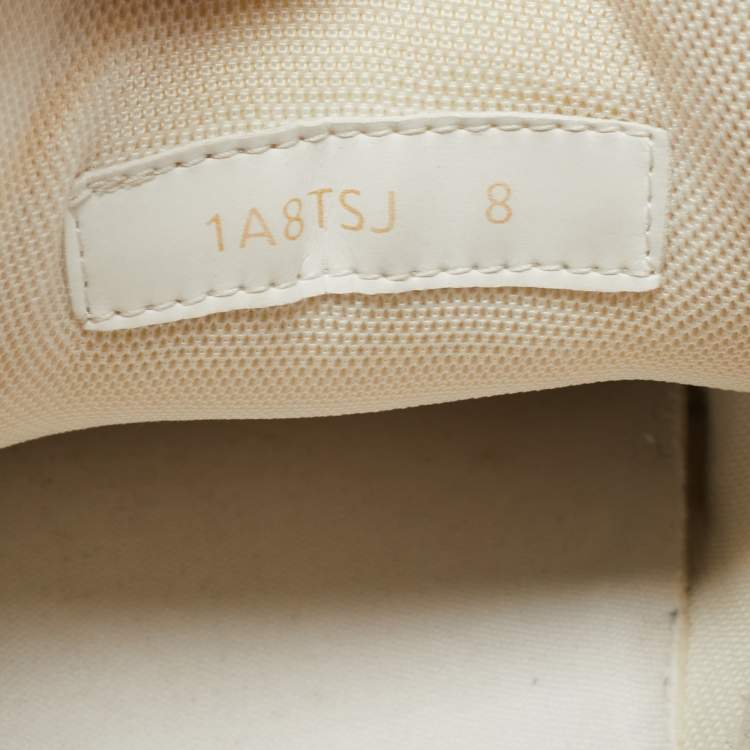 مملوكة مسبقًا Louis Vuitton White/Blue Leather and Monogram Denim LV Trainer Sneakers Size 42