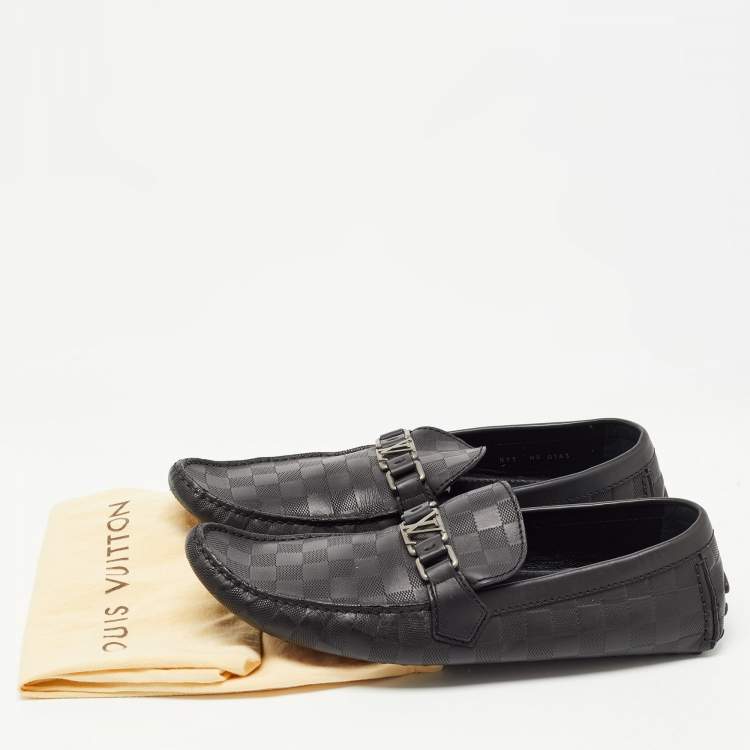 Pre Owned Louis Vuitton Black Leather Hockenheim Loafers Size 45