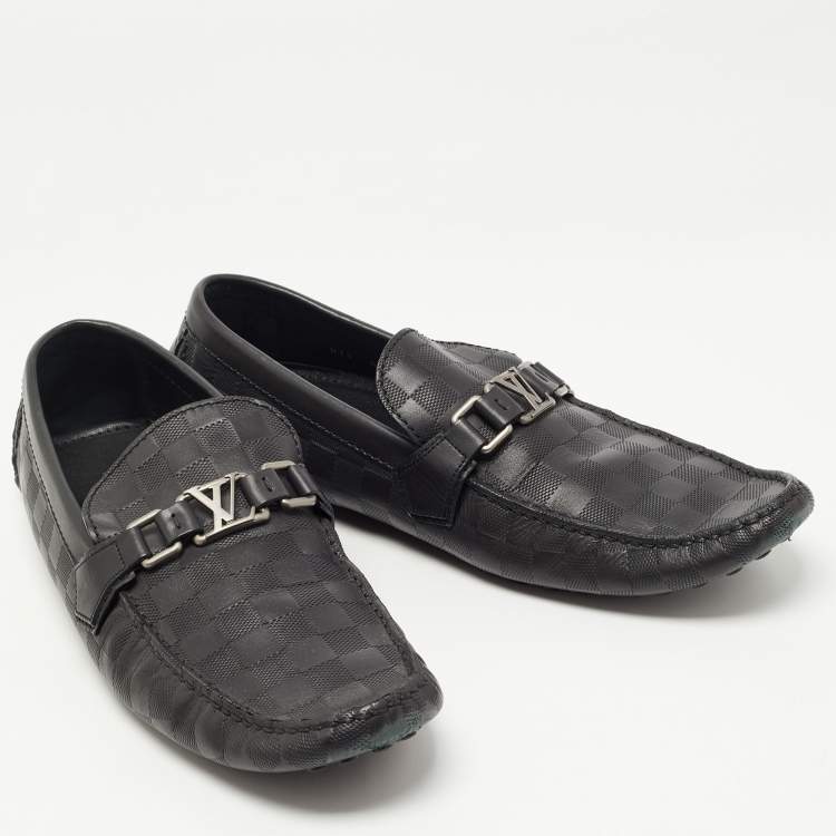 Pre Owned Louis Vuitton Black Leather Hockenheim Loafers Size 45