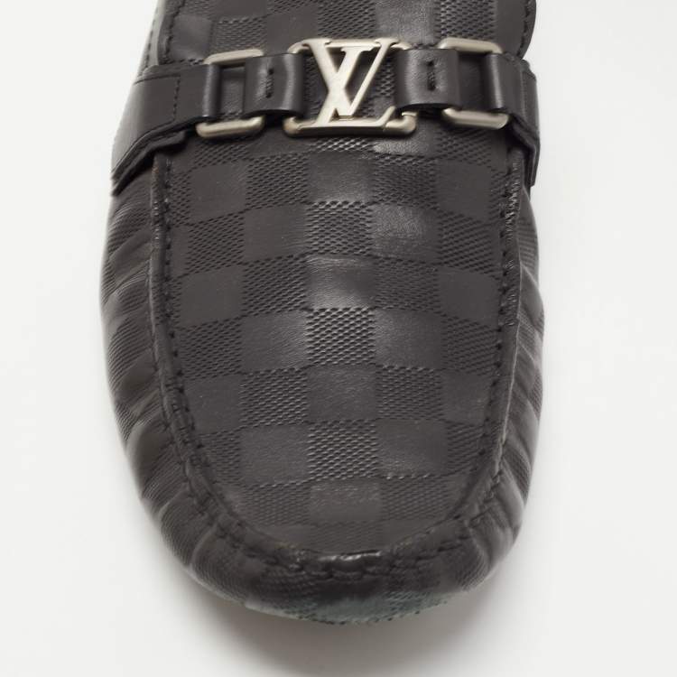 Pre Owned Louis Vuitton Black Leather Hockenheim Loafers Size 45