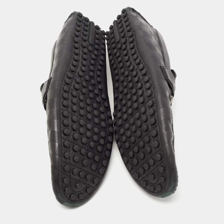 Pre Owned Louis Vuitton Black Leather Hockenheim Loafers Size 45