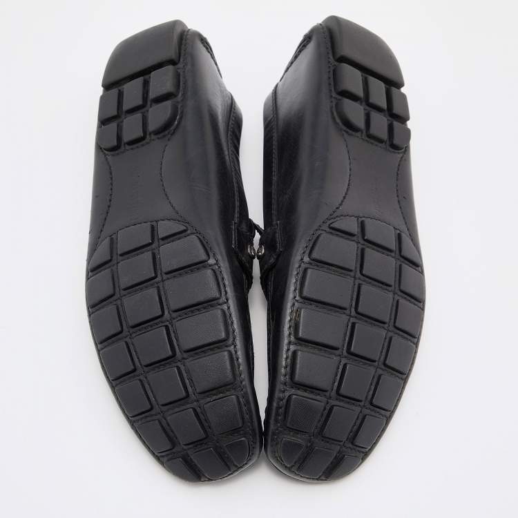 Pre Owned Louis Vuitton Black Leather Monte Carlo Slip On Loafers Size 43.5