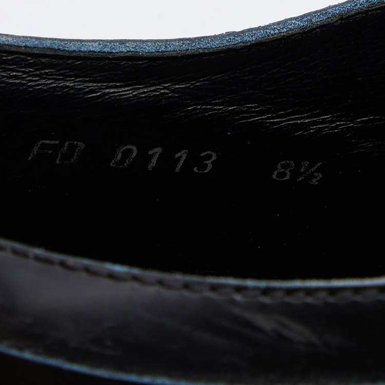 Pre Owned Louis Vuitton Black Leather Lace Up Oxfords Size 42.5