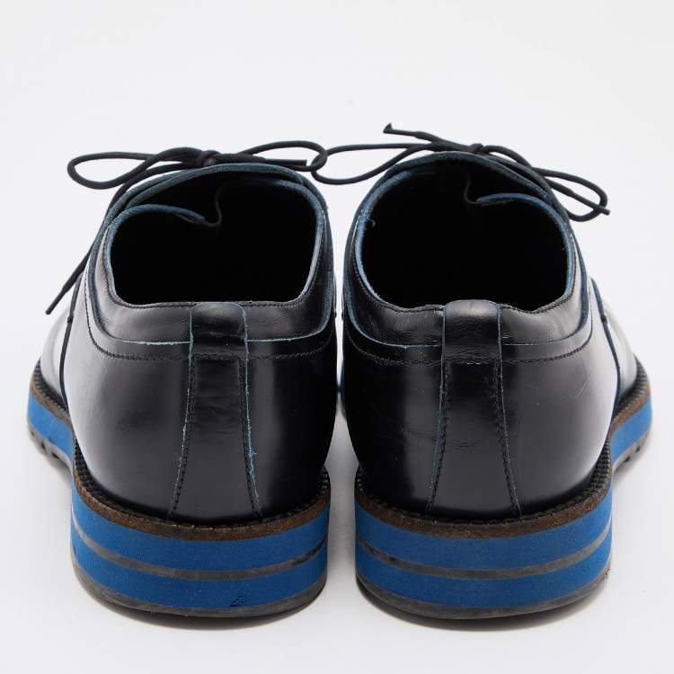 Pre Owned Louis Vuitton Black Leather Lace Up Oxfords Size 42.5