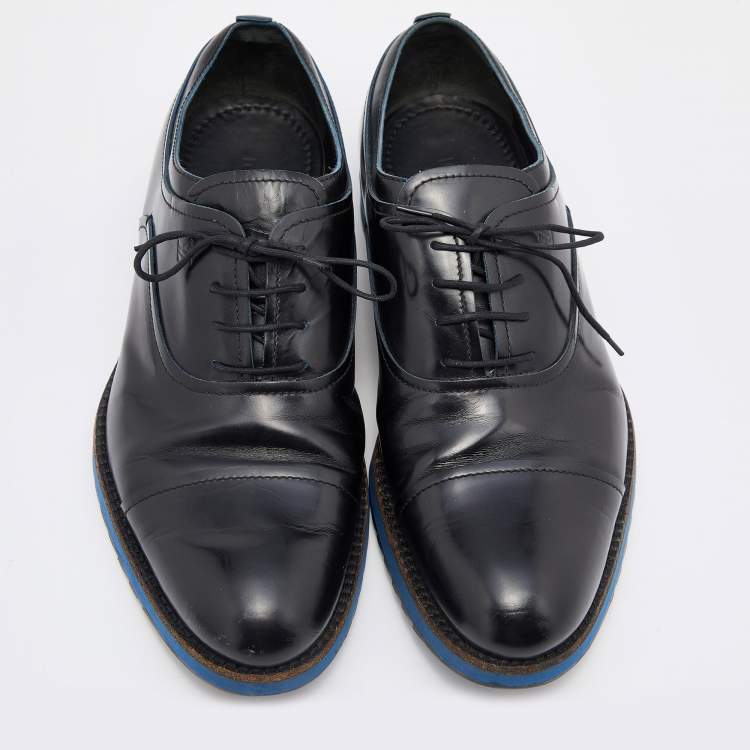 Pre Owned Louis Vuitton Black Leather Lace Up Oxfords Size 42.5
