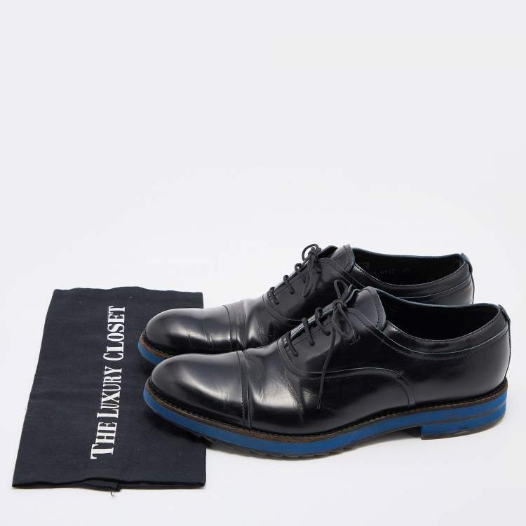 Pre Owned Louis Vuitton Black Leather Lace Up Oxfords Size 42.5