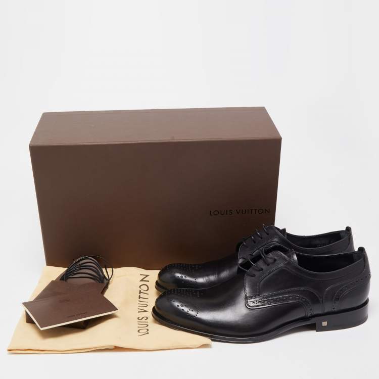 Pre Owned Louis Vuitton Black Brogue Leather Lace Up Oxfords Size 41