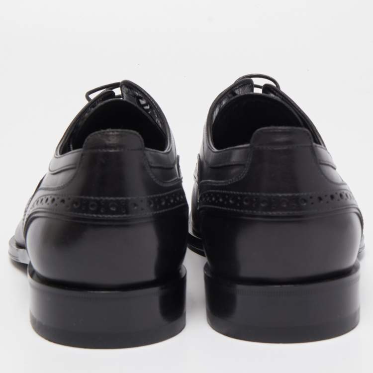 Pre Owned Louis Vuitton Black Brogue Leather Lace Up Oxfords Size 41
