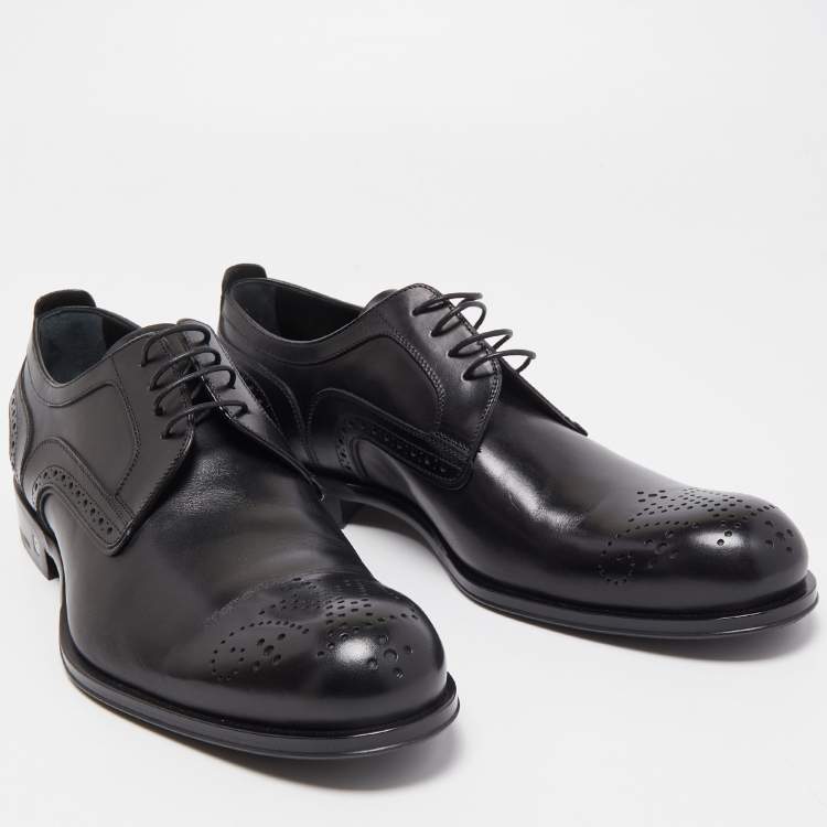 Pre Owned Louis Vuitton Black Brogue Leather Lace Up Oxfords Size 41