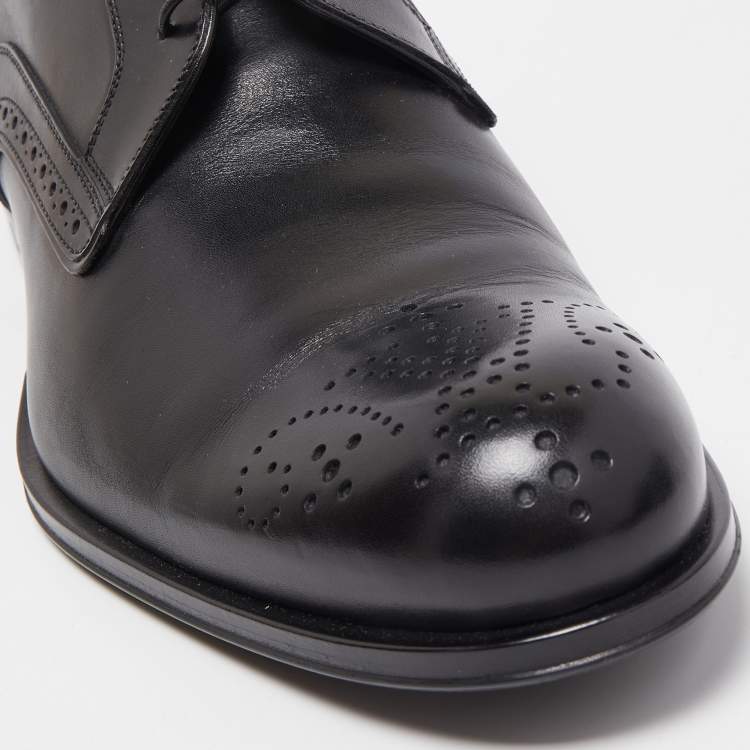 Pre Owned Louis Vuitton Black Brogue Leather Lace Up Oxfords Size 41