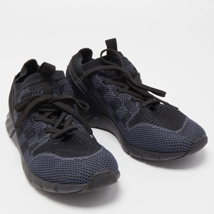 مملوكة مسبقًا Louis Vuitton Black/Grey Damier Knit Fabric Fastlane Low Top Sneakers Size 41
