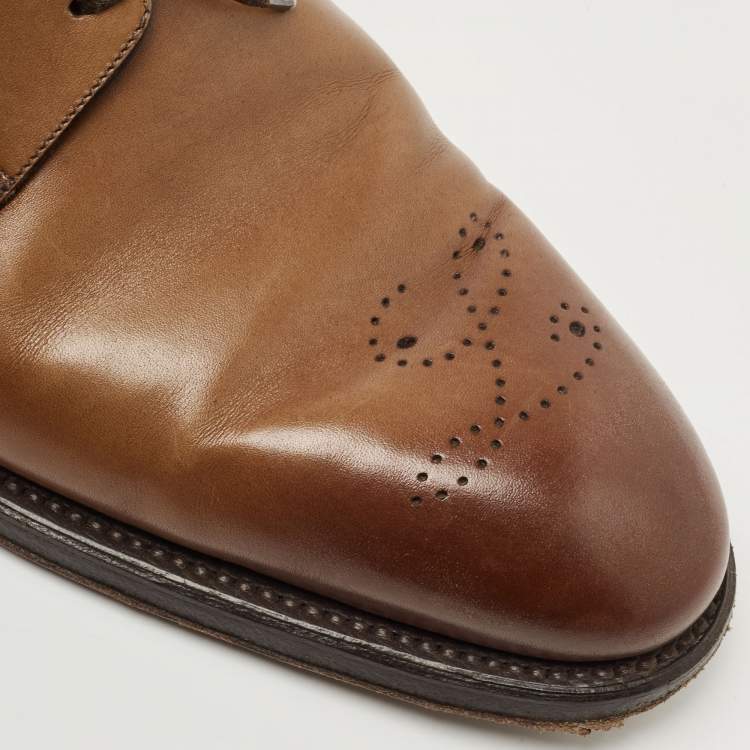 Pre Owned Louis Vuitton Brown Brogue Leather Lace Up Derby Size 41.5