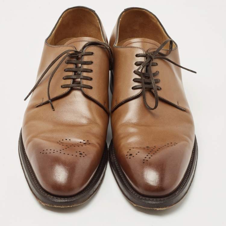 Pre Owned Louis Vuitton Brown Brogue Leather Lace Up Derby Size 41.5