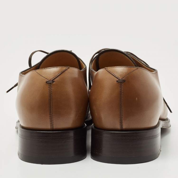 Pre Owned Louis Vuitton Brown Brogue Leather Lace Up Derby Size 41.5