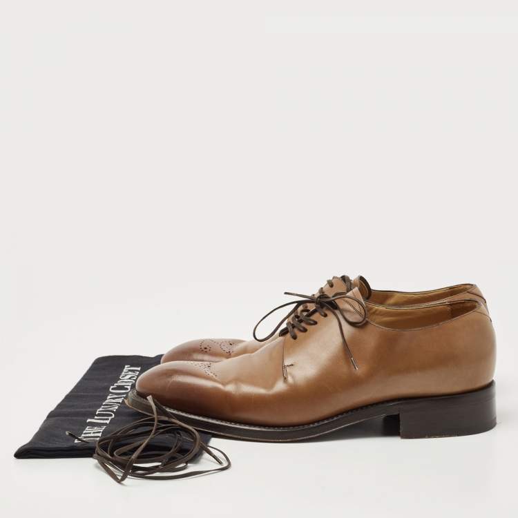 Pre Owned Louis Vuitton Brown Brogue Leather Lace Up Derby Size 41.5