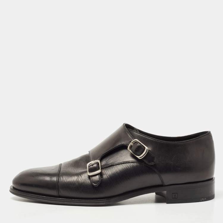 مملوكة مسبقًا Louis Vuitton Black  Leather Monkstrap Oxford Size 41 