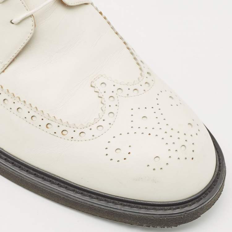 Pre Owned Louis Vuitton White Leather Lace Up Derby Size 43.5