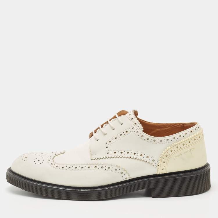 Louis Vuitton White Leather Lace Up Derby Size 43.5