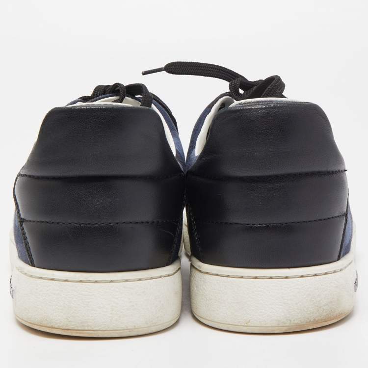 Pre Owned Louis Vuitton Black Leather and Fabric Low Top Sneakers Size 40.5
