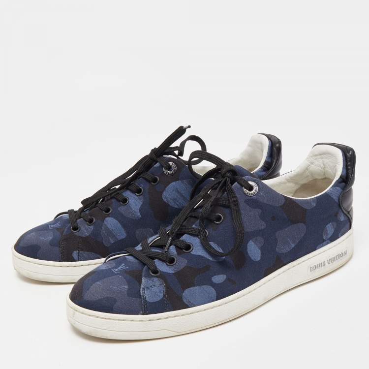 Louis Vuitton Blue Leather and Suede Low Top Sneakers Size 40.5