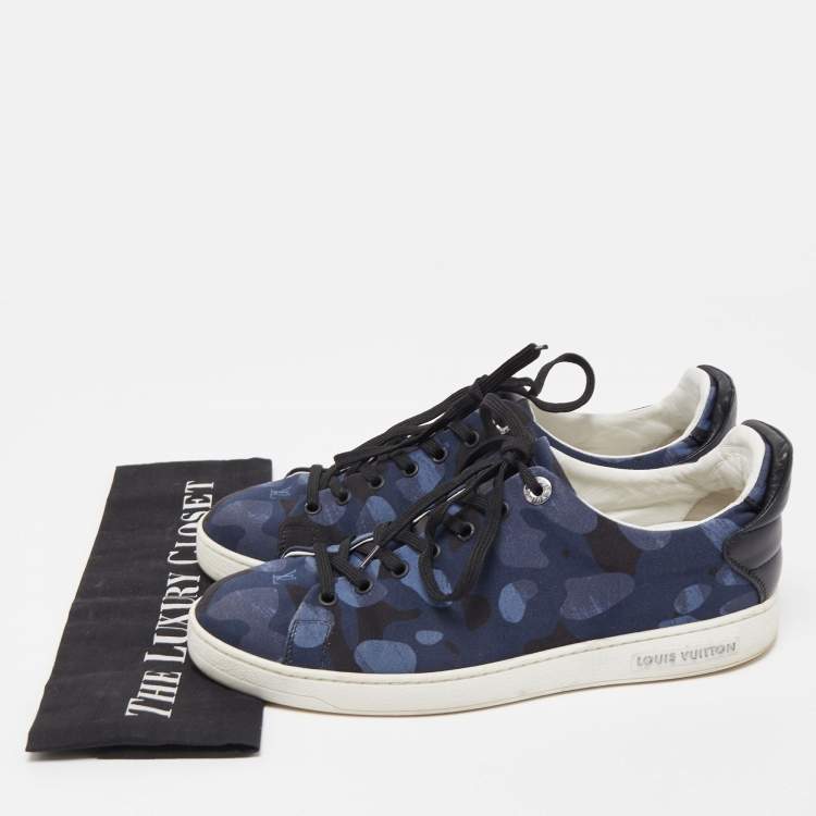 Pre Owned Louis Vuitton Black Leather and Fabric Low Top Sneakers Size 40.5