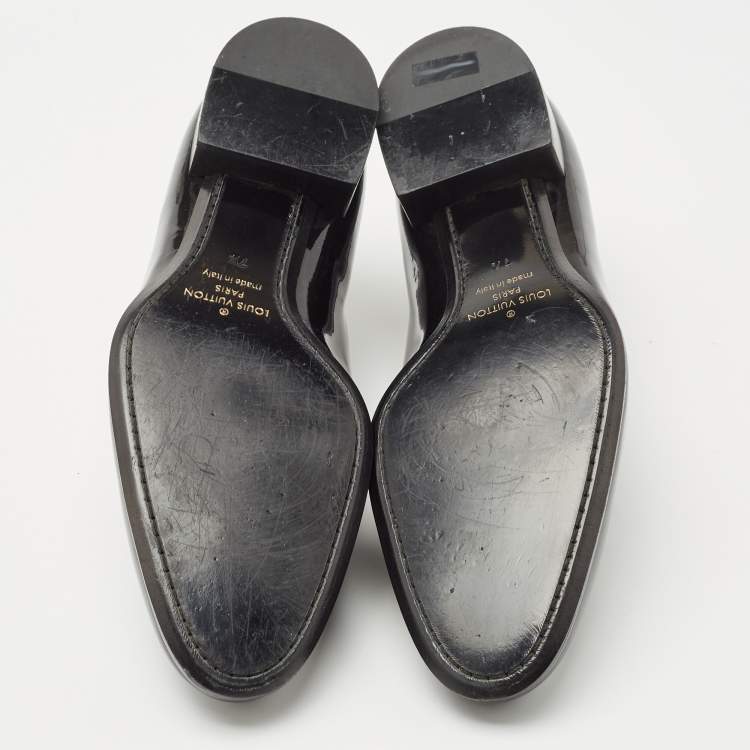 Pre Owned Louis vuitton Black Patent Leather Lace Up Oxfords Size 41.5
