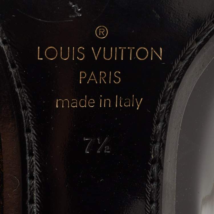 Pre Owned Louis vuitton Black Patent Leather Lace Up Oxfords Size 41.5