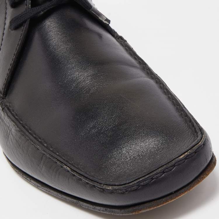 Pre Owned Louis Vuitton Black Leather High Top Loafers Size 42