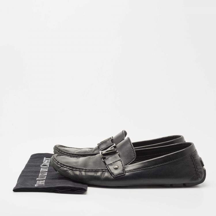 Pre Owned Louis Vuitton Black Leather Monte Carlo Loafers Size 44.5