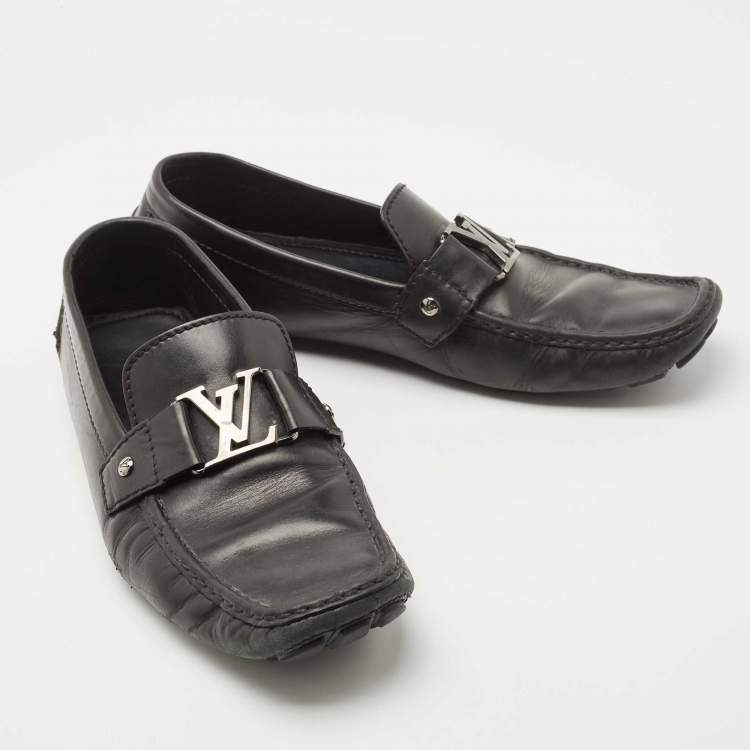 Pre Owned Louis Vuitton Black Leather Monte Carlo Loafers Size 44.5