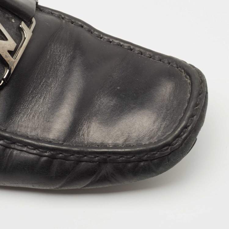 Pre Owned Louis Vuitton Black Leather Monte Carlo Loafers Size 44.5