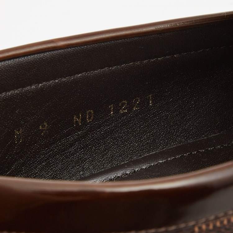 Pre Owned Louis Vuitton Brown Damier Canvas and Leather Major Loafers Size 43
