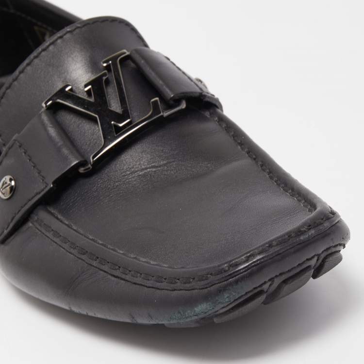 Pre Owned Louis Vuitton Black Leather Monte Carlo Loafers Size 41.5