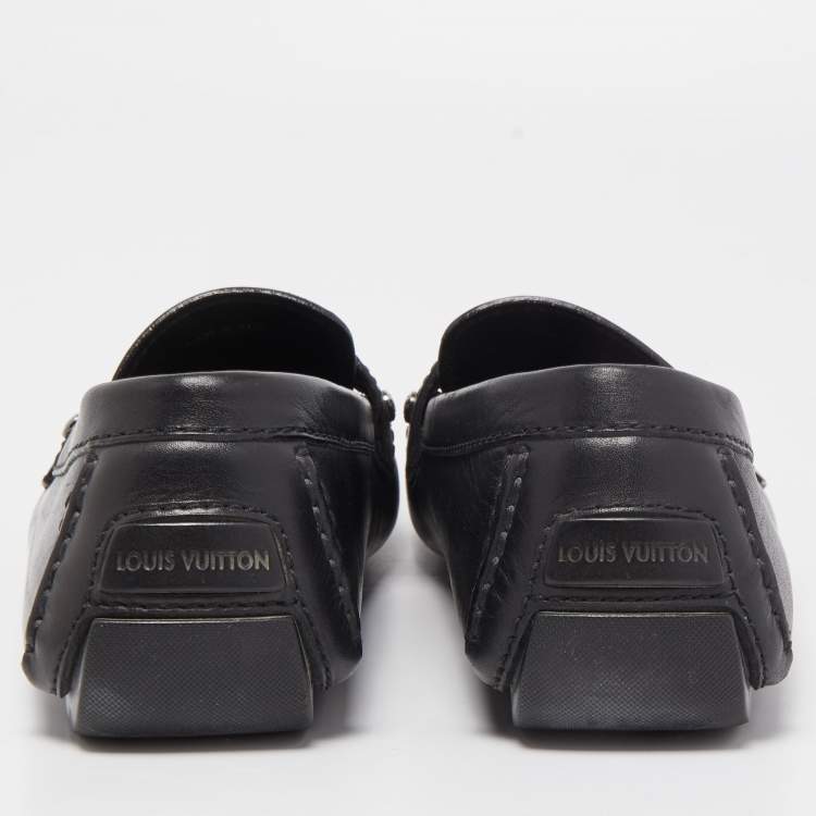 Pre Owned Louis Vuitton Black Leather Monte Carlo Loafers Size 41.5