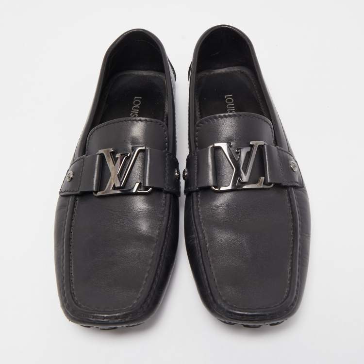 Pre Owned Louis Vuitton Black Leather Monte Carlo Loafers Size 41.5