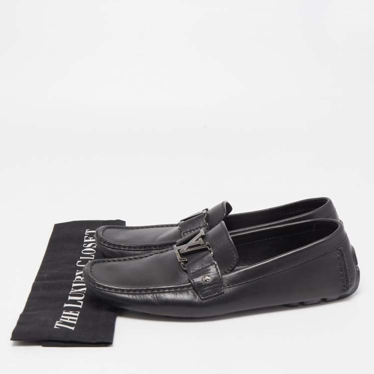 Pre Owned Louis Vuitton Black Leather Monte Carlo Loafers Size 41.5