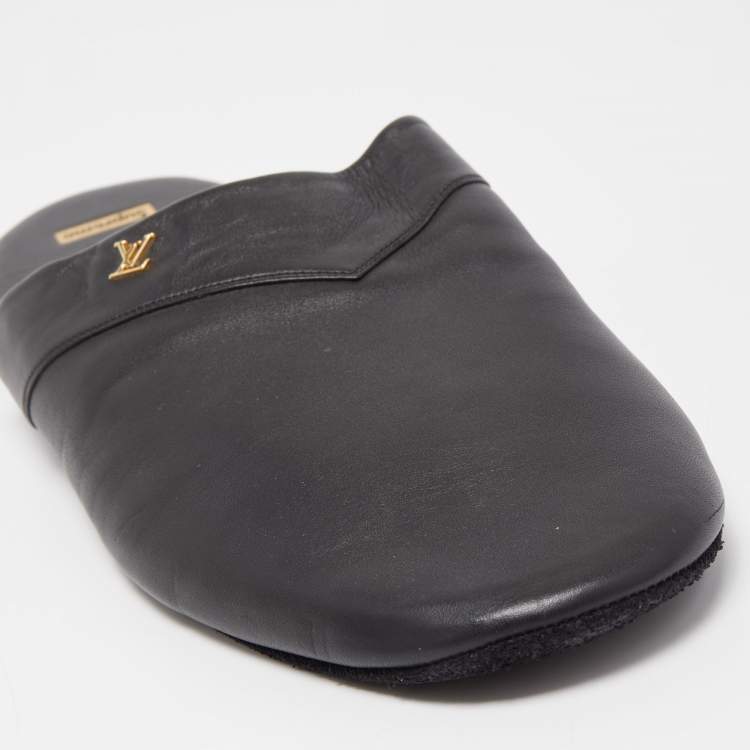 Pre Owned Louis Vuitton x Supreme Black Leather Hugh Mule Flats Size 42