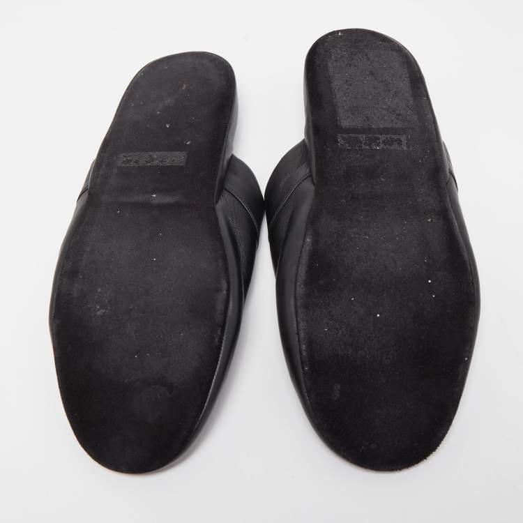 Pre Owned Louis Vuitton x Supreme Black Leather Hugh Mule Flats Size 42