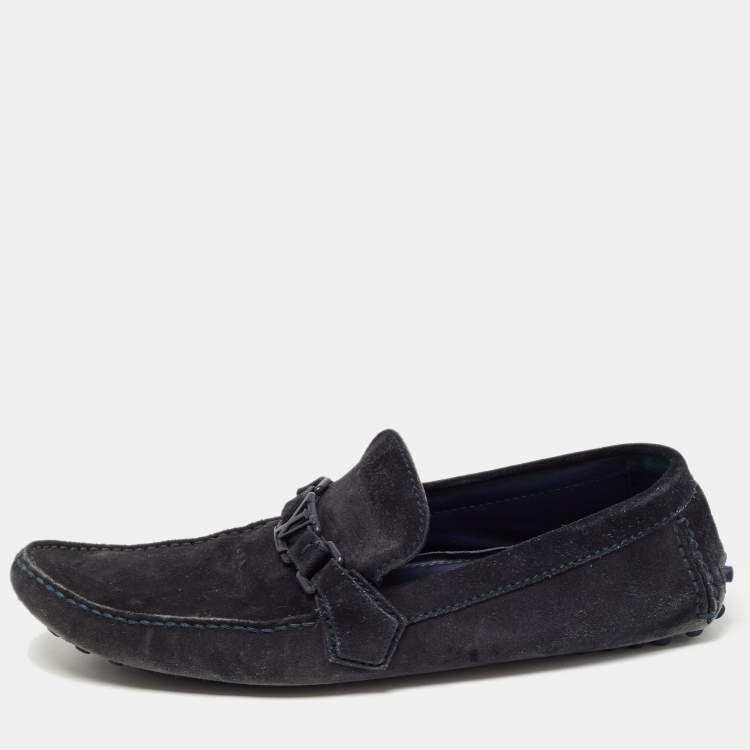 Louis Vuitton Blue Suede Hockenheim Slip On Loafers Size 44 Louis ...