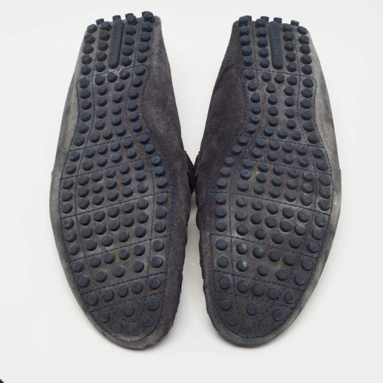 مملوكة مسبقًا Louis Vuitton Blue Suede Hockenheim Slip On Loafers Size 44