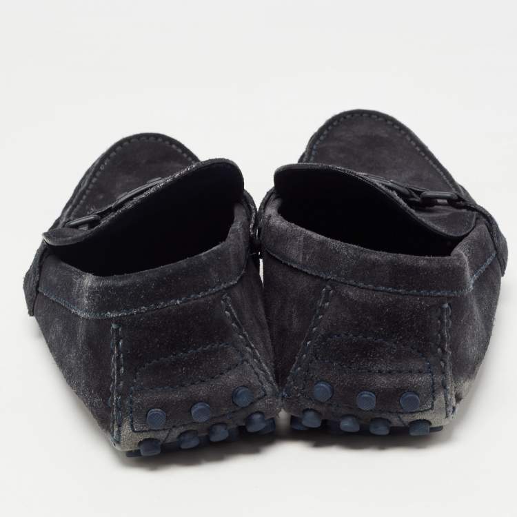 مملوكة مسبقًا Louis Vuitton Blue Suede Hockenheim Slip On Loafers Size 44