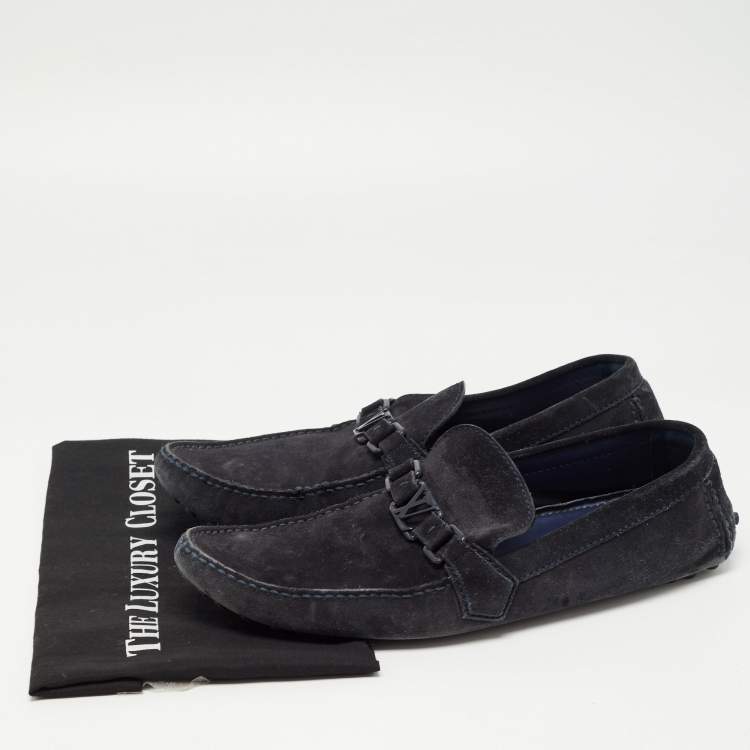 مملوكة مسبقًا Louis Vuitton Blue Suede Hockenheim Slip On Loafers Size 44