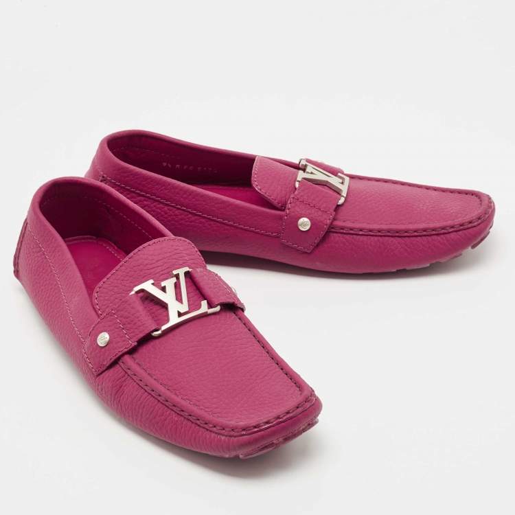 Pre Owned Louis Vuitton Burgundy Leather Monte Carlo Slip On Loafers Size 43.5
