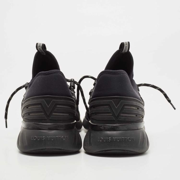 Pre Owned Louis Vuitton Black Mesh and Fabric Fastlane Sneakers Size 43.5