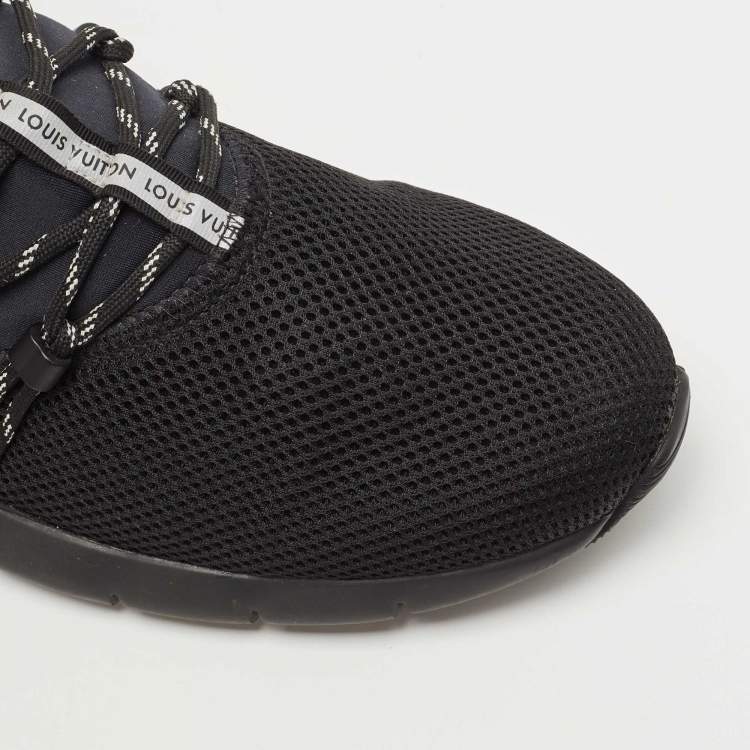 Pre Owned Louis Vuitton Black Mesh and Fabric Fastlane Sneakers Size 43.5