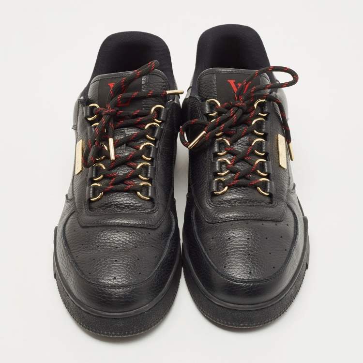 Pre Owned Louis Vuitton Black Leather Low Top Sneakers Size 43