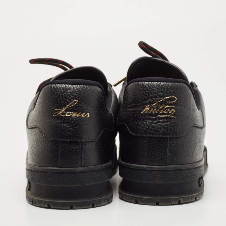Pre Owned Louis Vuitton Black Leather Low Top Sneakers Size 43